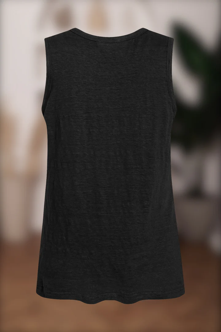 Classic Linen Knit Tee in Black