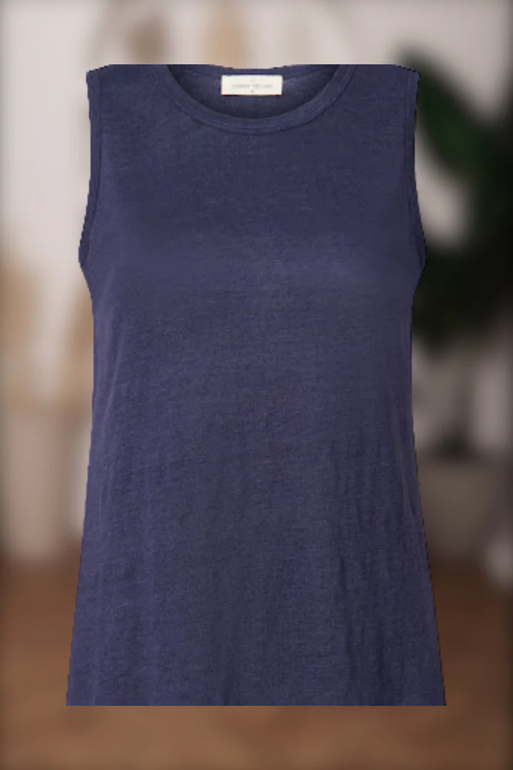 Classic Linen Knit Tee in Navy Blue