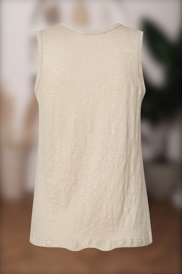 Classic Linen Knit Tee in Oat