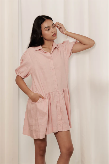 Classic Linen Short Sleeve Shirtdress (2 Colours)