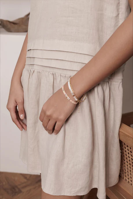 Classic Linen Sleeveless Pleated Dress (2 Colours)