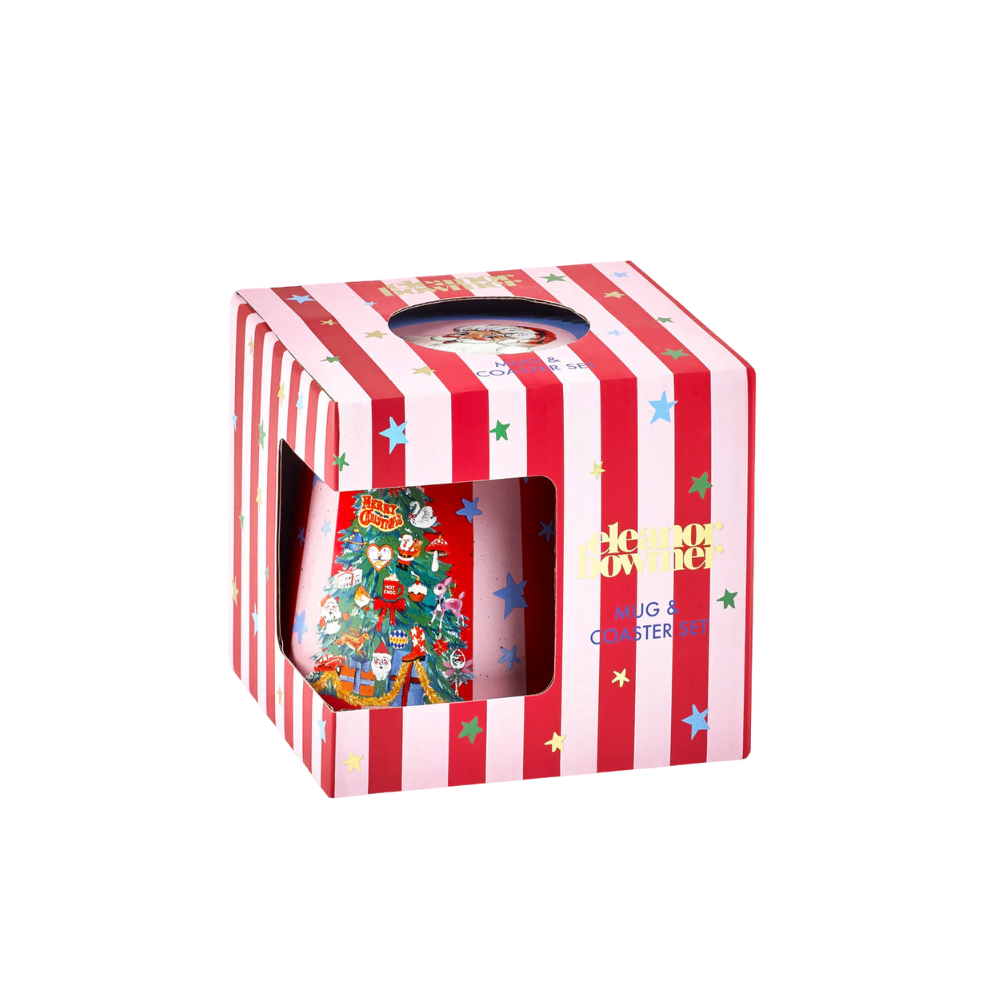 Christmas Tree Candy Stripe Mug and Coaster
