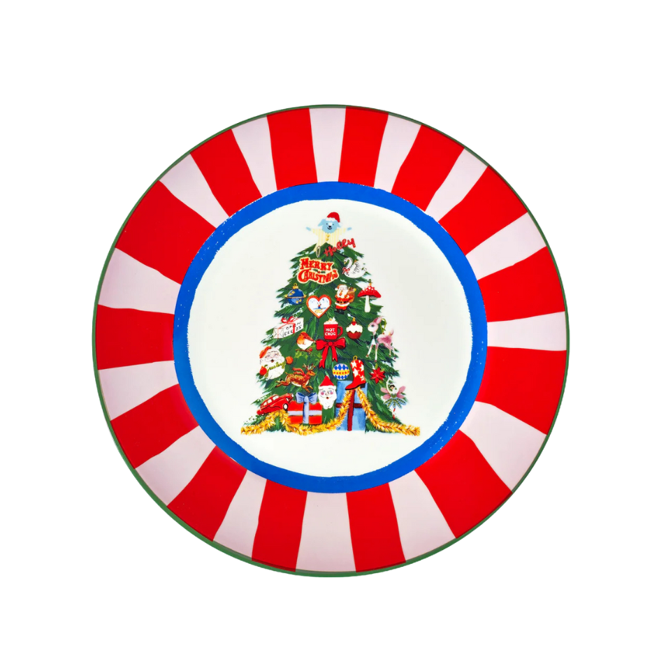 Christmas Tree Candy Stripe Dinner Plate