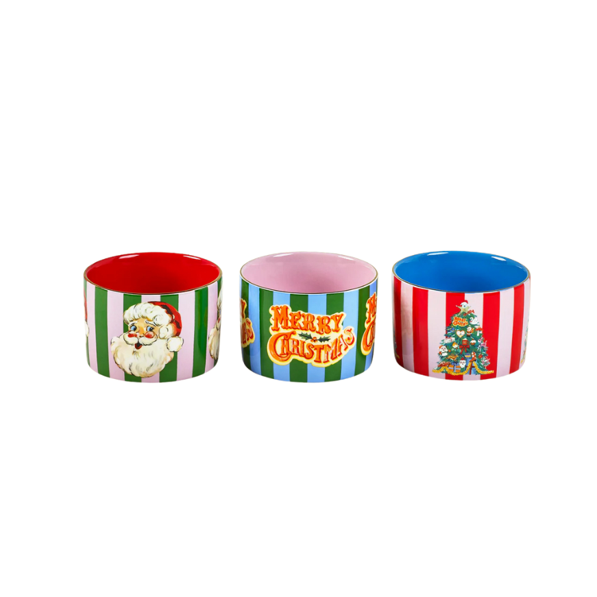 Christmas Candy Stipe Dip Bowls Set of 3