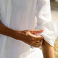 Classic Linen Drop Waist Dress in Summery White