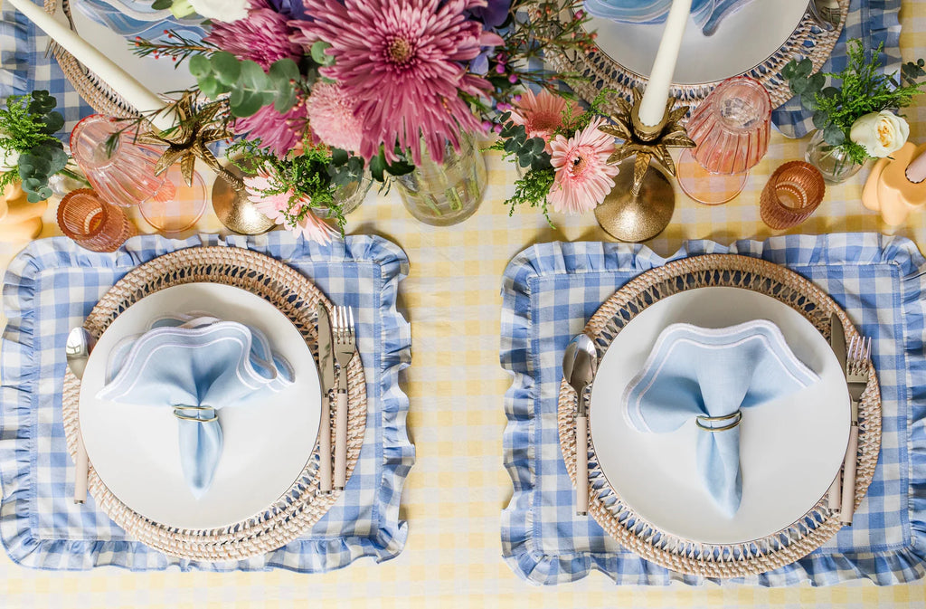 Gingham Ruffle Napkins/Placemat Set of 4