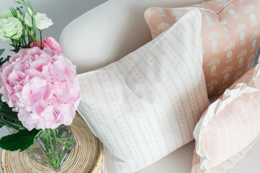 Meuse Cushion in Solid Rose by Kate Medlicott