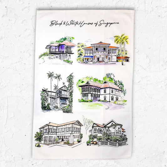 Organic Cotton Tea Towel (Black and White House)