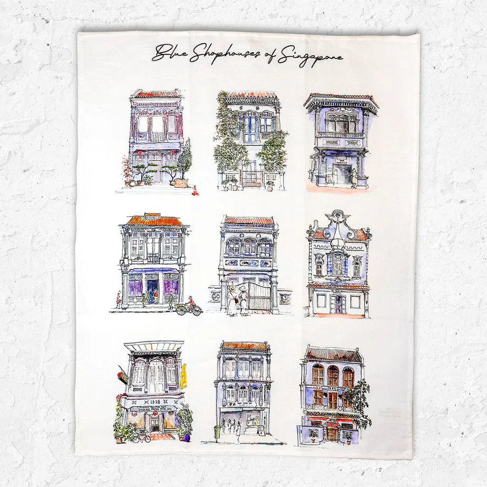 Organic Cotton Tea Towel (Blue Shophouse)
