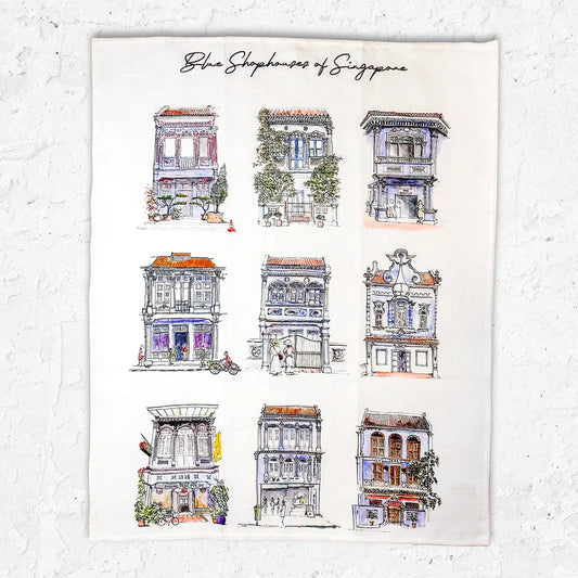 Organic Cotton Tea Towel (Blue Shophouse)