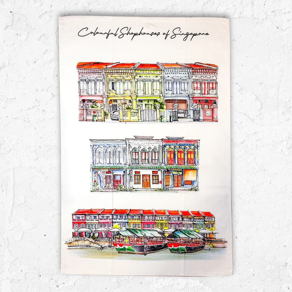 Organic Cotton Tea Towel (Colourful Shophouse)