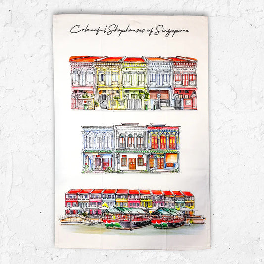 Organic Cotton Tea Towel (Colourful Shophouse)