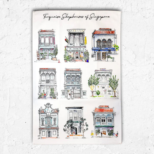 Organic Cotton Tea Towel (Turquoise Shophouse)
