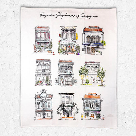 Linen Tea Towel (Turquoise Shophouse)