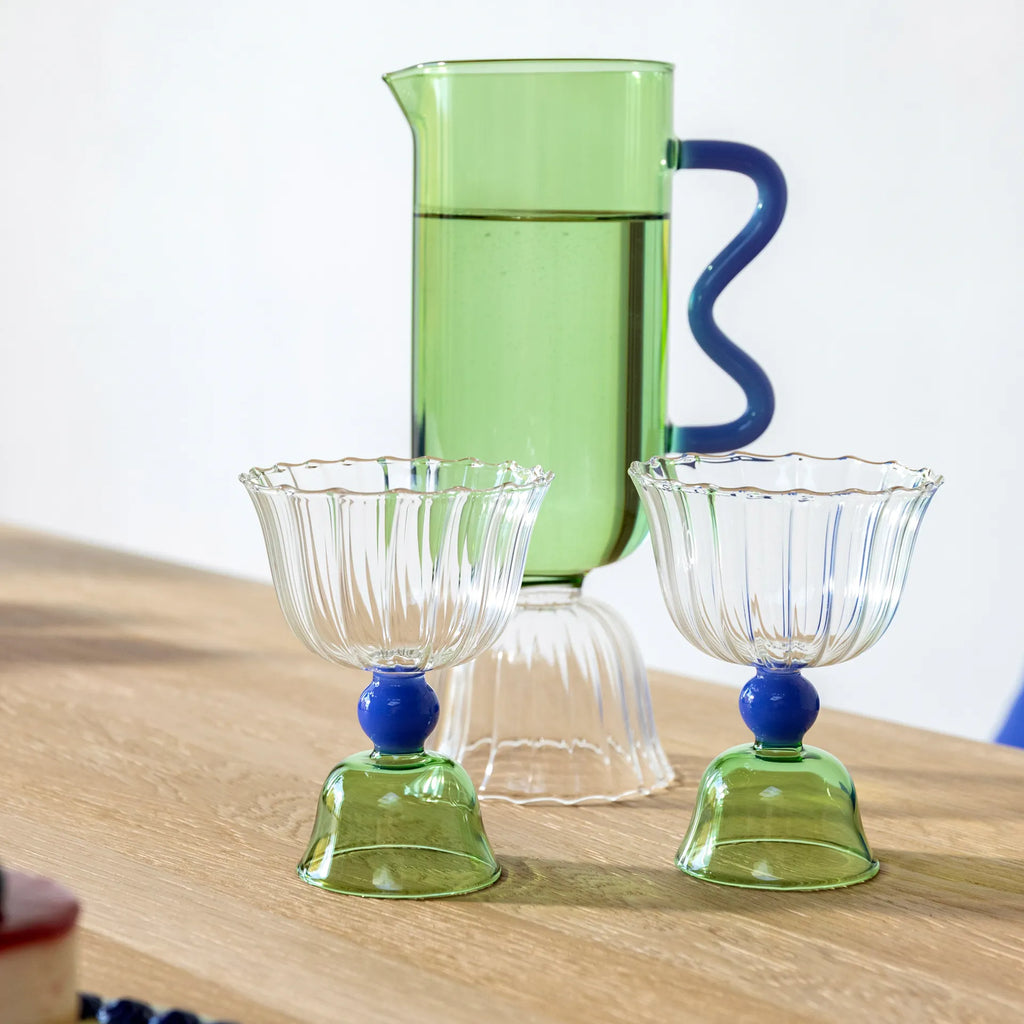 Green Tulip Glass Set of 2