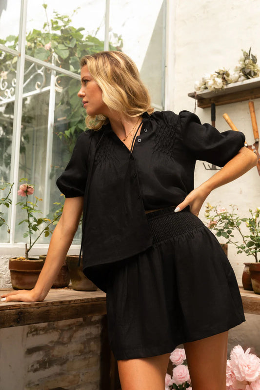 Classic Linen Smock Blouse Top (2 Colours)