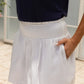 Classic Linen Shirring Skirt in White