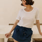 Classic Linen Skort in Navy Blue
