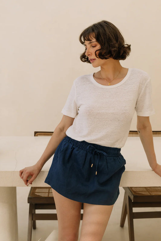 Classic Linen Skort in Navy Blue