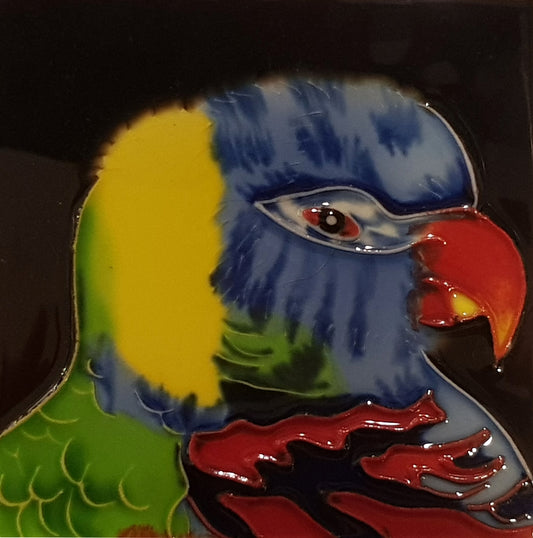 1026 Parrot with Red Beak and Blue Top 10cm x 10cm Pureland Ceramic Tile