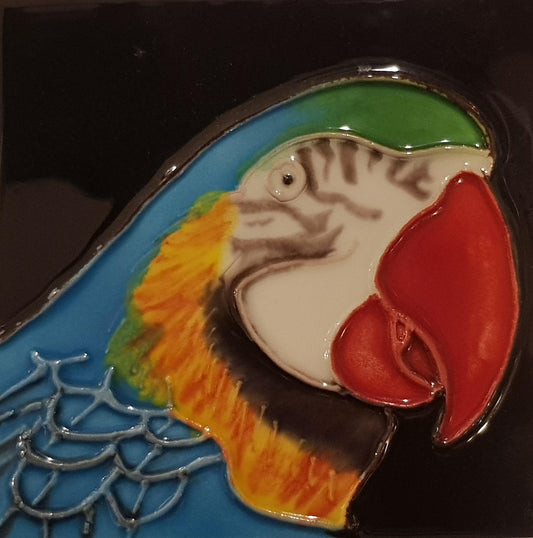 1027 Parrot with Red Beak and Green Top 10cm x 10cm Pureland Ceramic Tile
