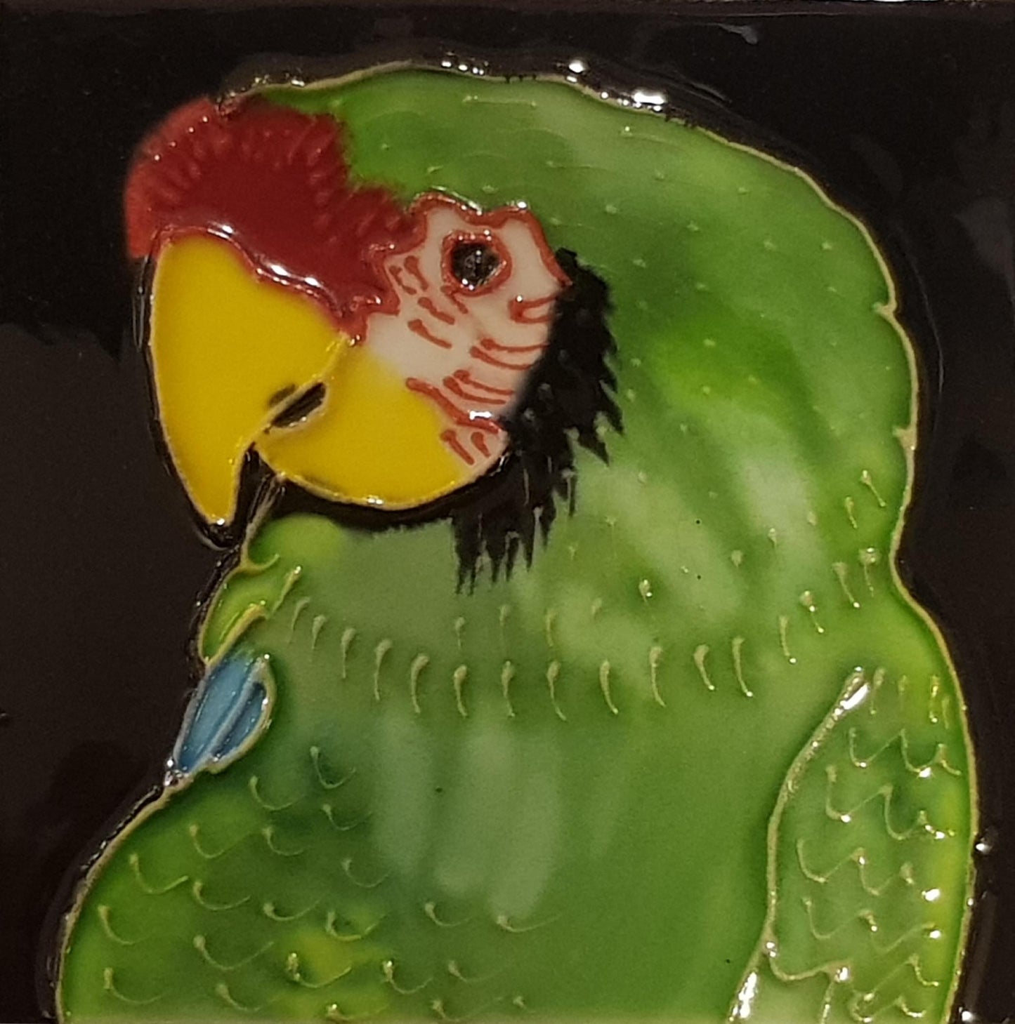 1029 Parrot with Yellow Beak and Green Top 10cm x 10cm Pureland Ceramic Tile