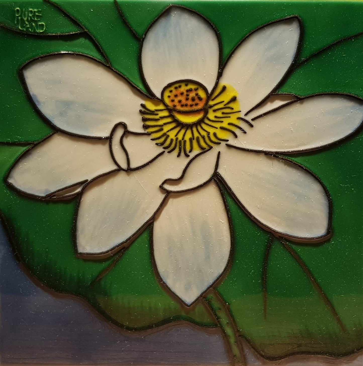 1091 Jade White Lotus Flower 10cm x 10cm Pureland Ceramic Tile