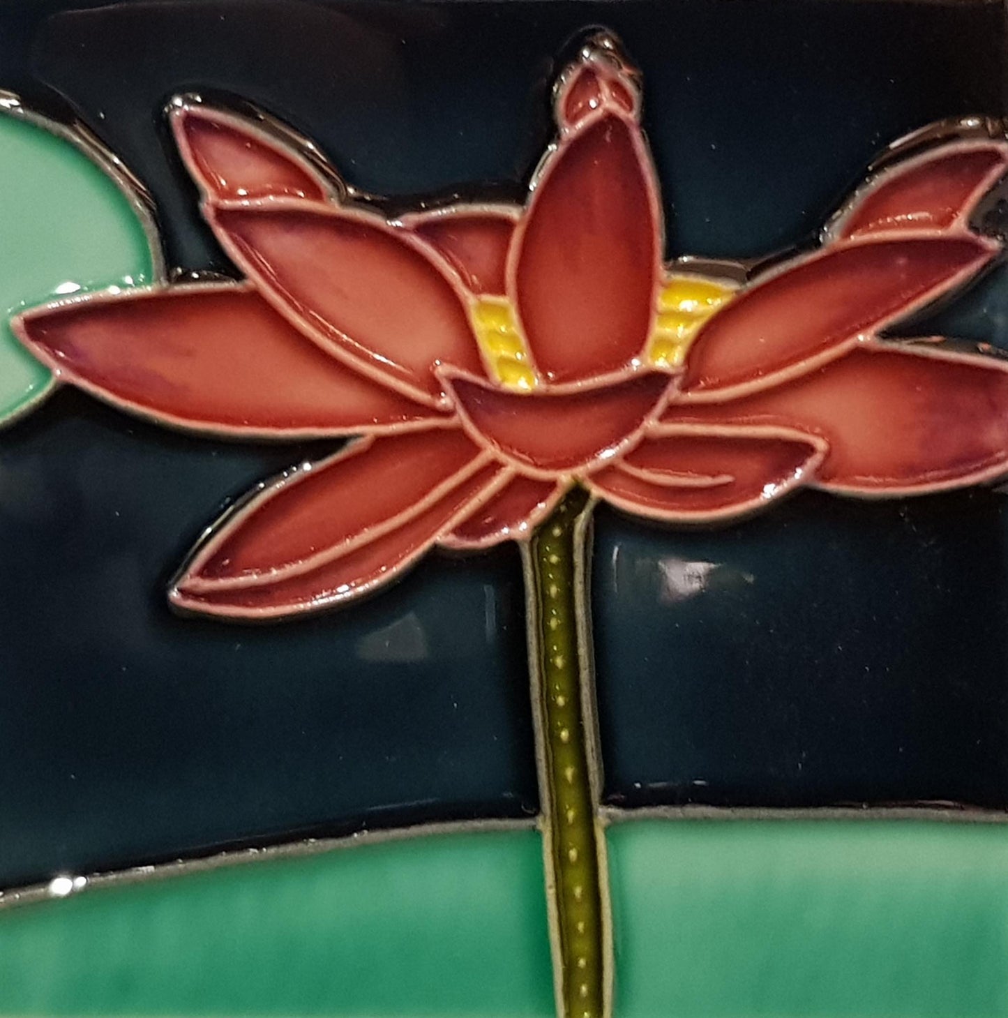 1094 Rouge Red Lotus Flower 10cm x 10cm Pureland Ceramic Tile