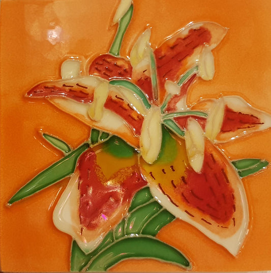 1106 Orange Lily 10cm x 10cm Pureland Ceramic Tile