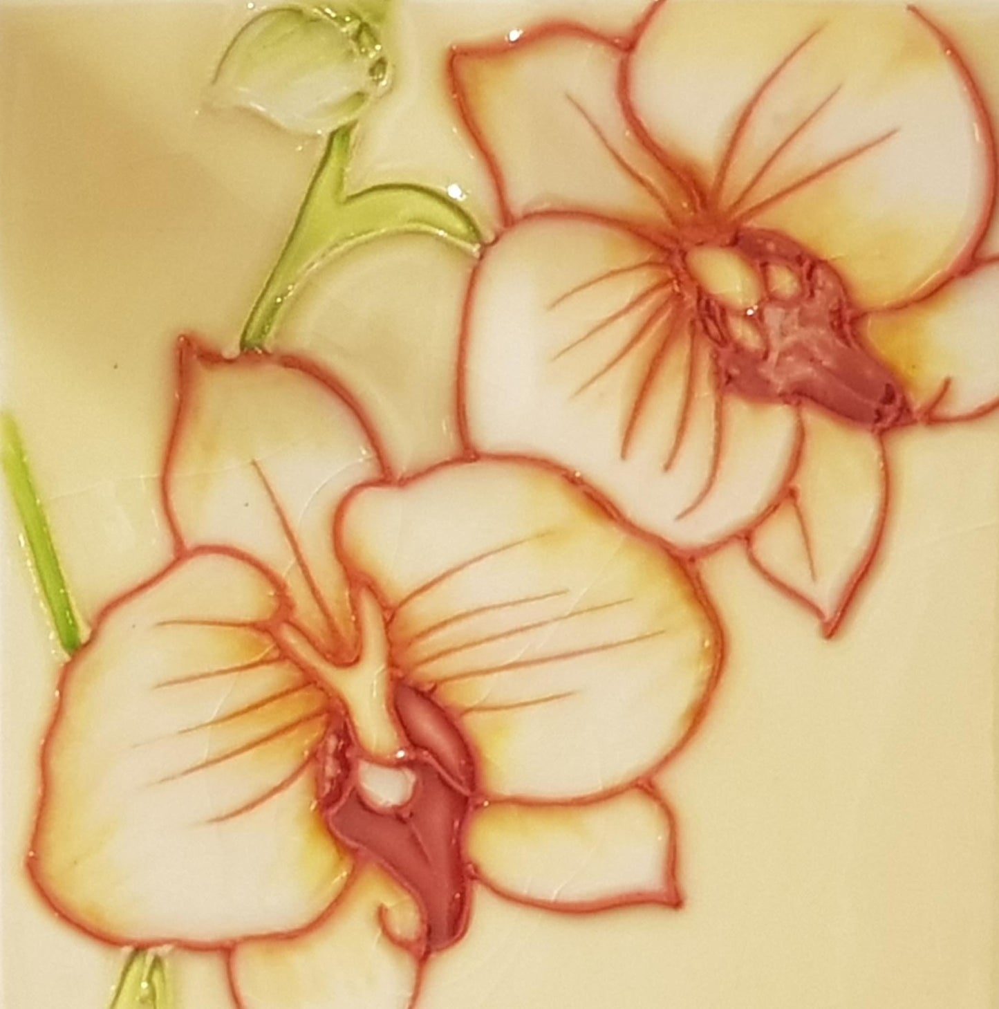 1110 Yellow Butterfly Orchid 10cm x 10cm Pureland Ceramic Tile