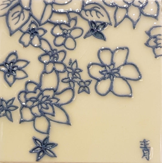 1131 Flowers 10cm x 10cm Pureland Ceramic Tile