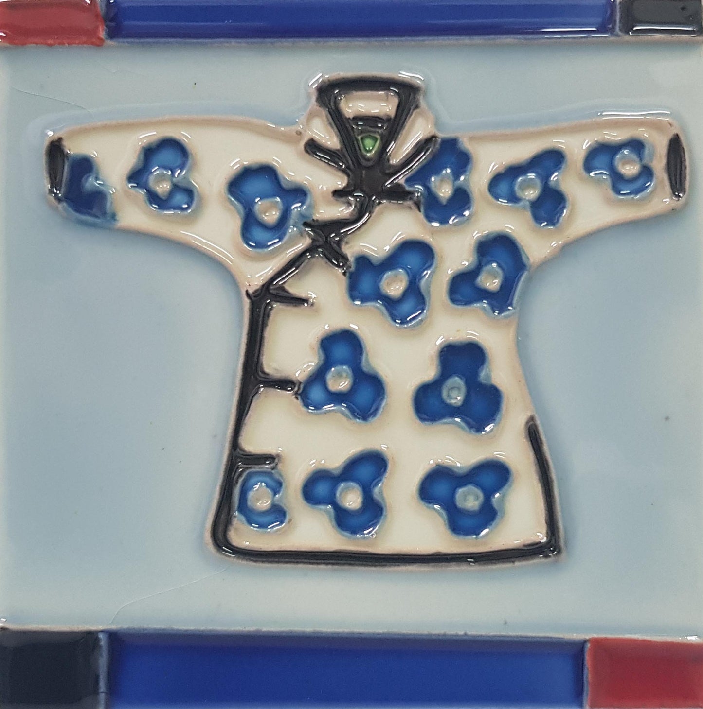 1802 Blue Flower Top 10cm x 10cm Pureland Ceramic Tile