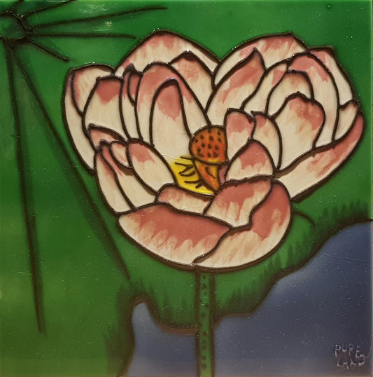 2293 Lotus Flower Blooming 20cm x 20cm Pureland Ceramic Tile