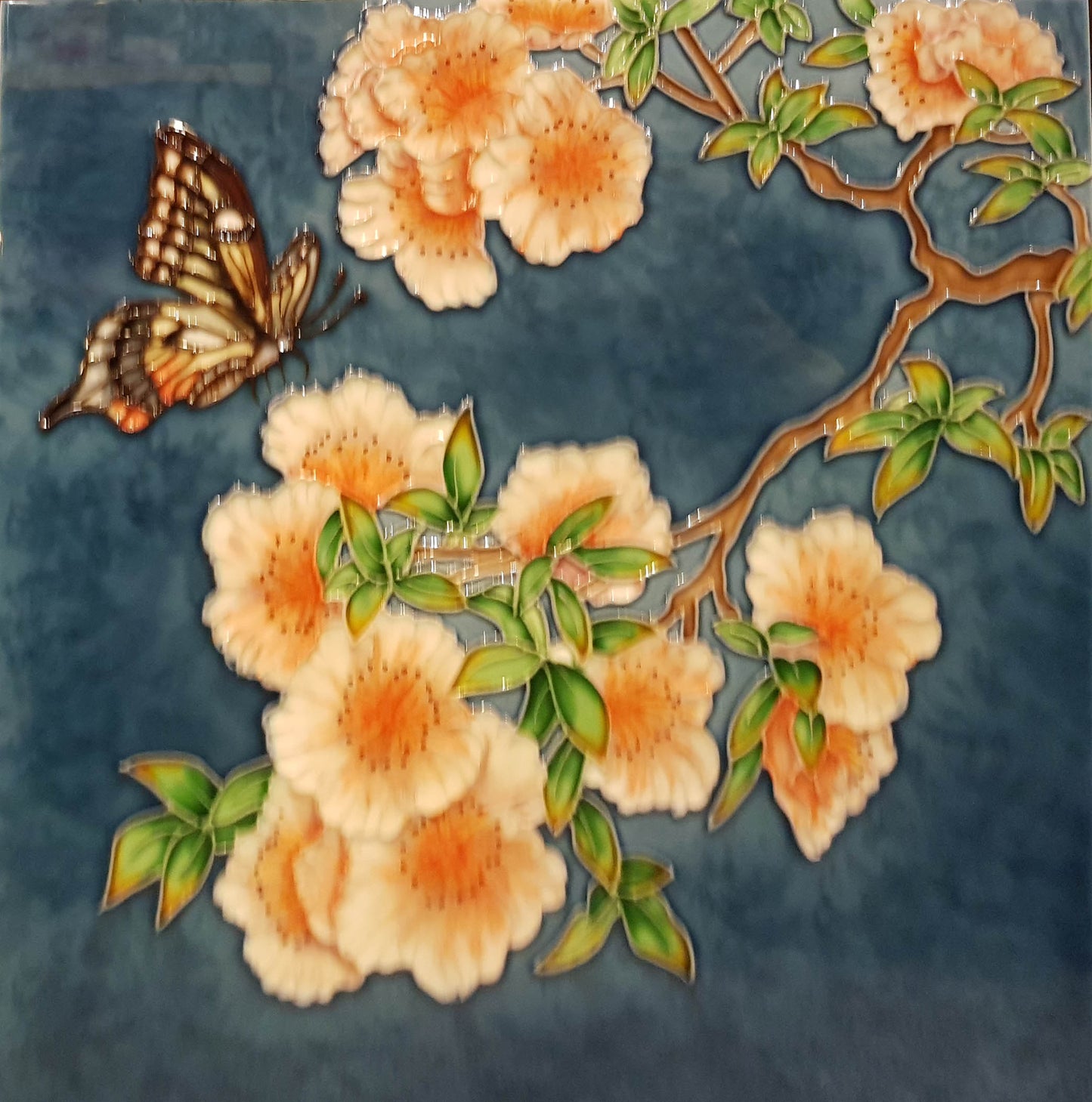 3529 Orchid and Butterfly 30cm x 30cm Pureland Ceramic Tile