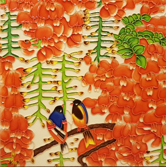 3573 Orange Gold Flower 30cm x 30cm Pureland Ceramic Tile