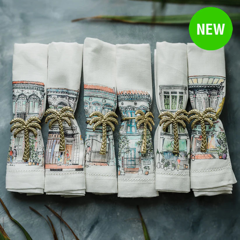 Singapore Themed Dinner Napkins | Set of 6