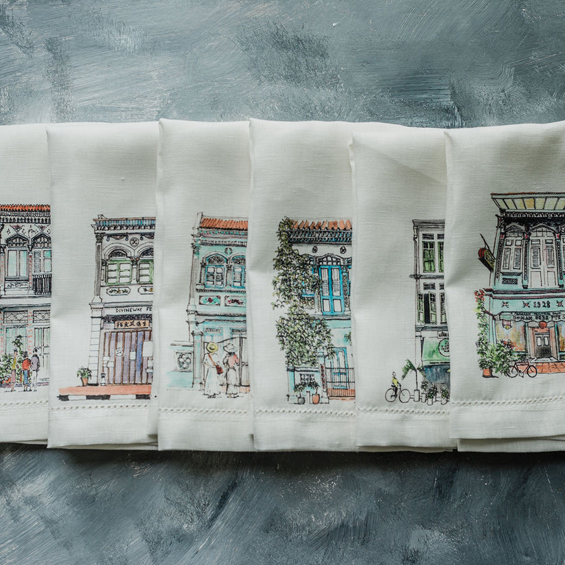 Singapore Themed Dinner Napkins | Set of 6