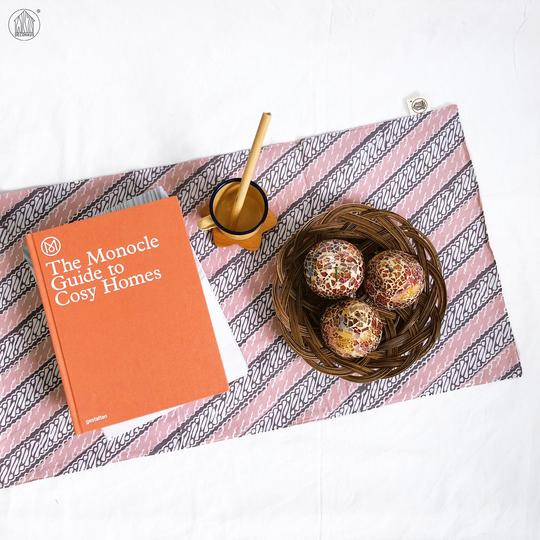 LERENG KECIL Batik Hand-Stamped Table Runner in Pastel