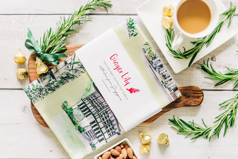 Singapore Themed Organic Cotton Tea Towel