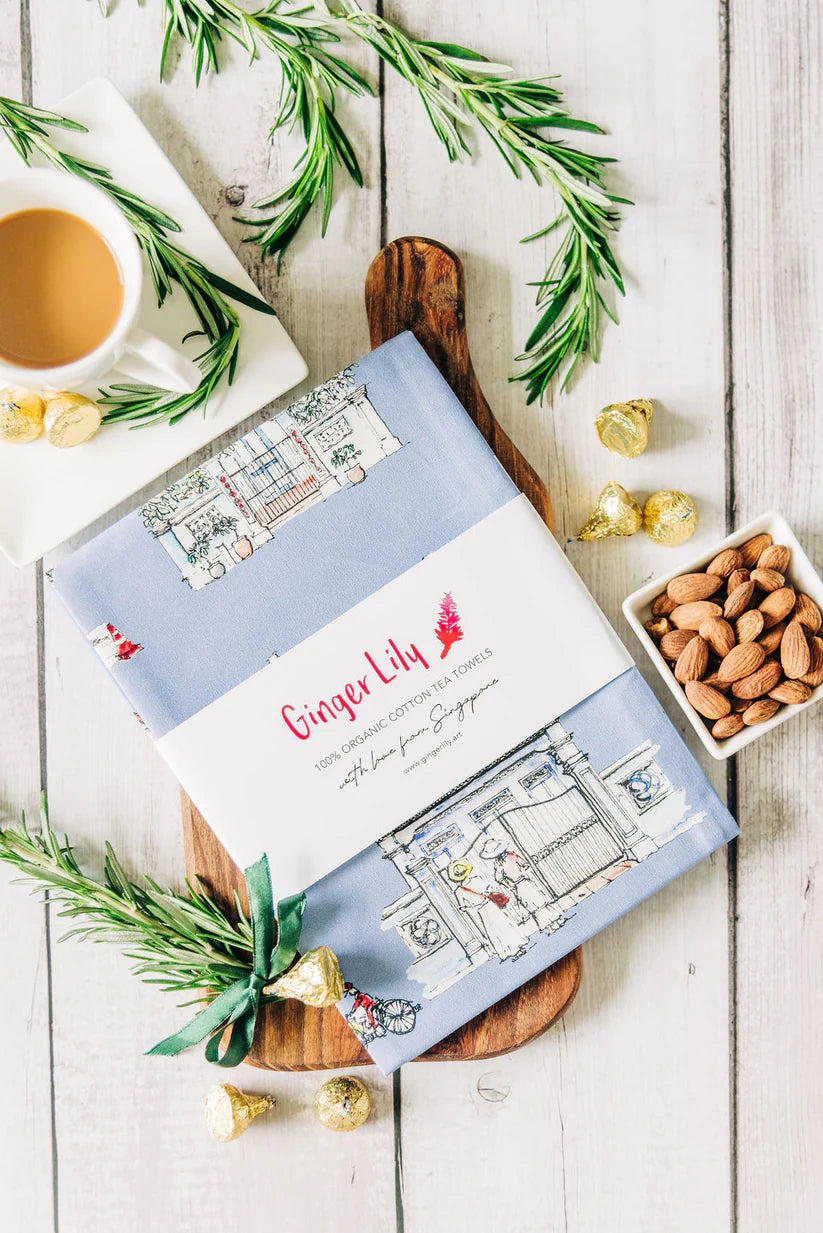 Singapore Themed Organic Cotton Tea Towel
