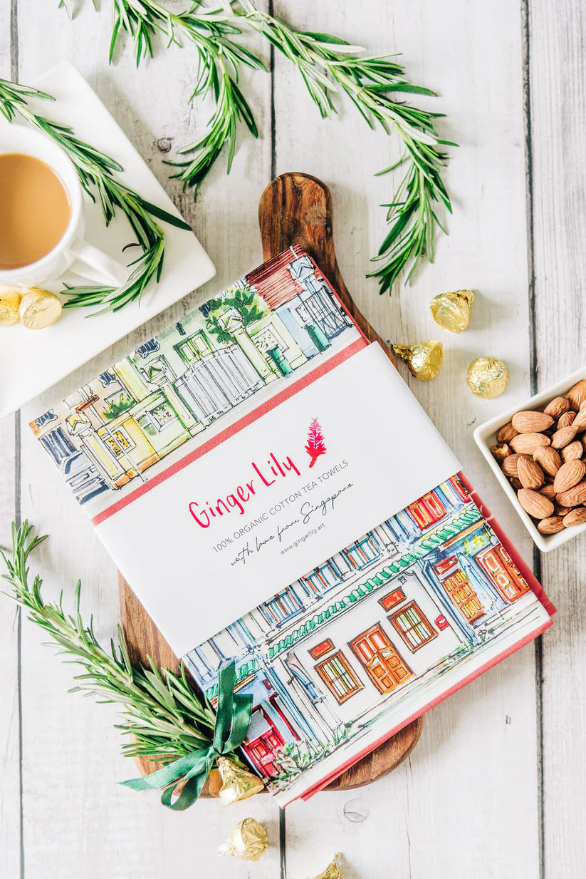 Singapore Themed Organic Cotton Tea Towel