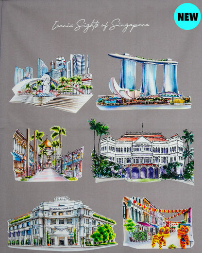 Singapore Themed Organic Cotton Tea Towel