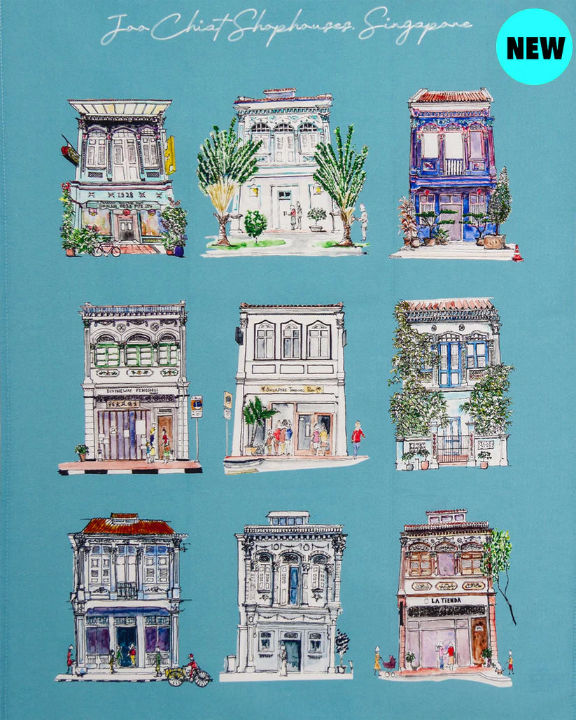 Singapore Themed Organic Cotton Tea Towel