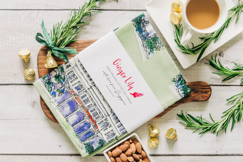 Singapore Themed Organic Cotton Tea Towel