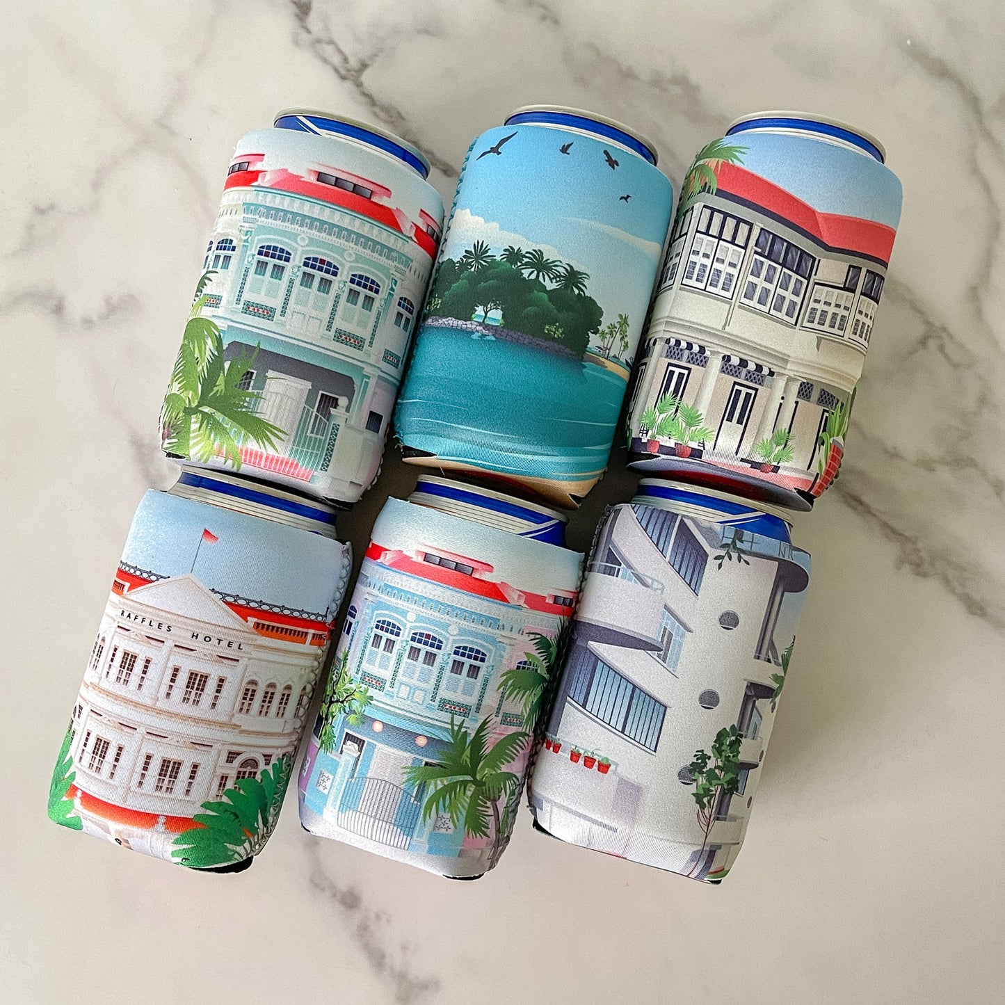 Singapore Themed Stubby Holder | Set of 6