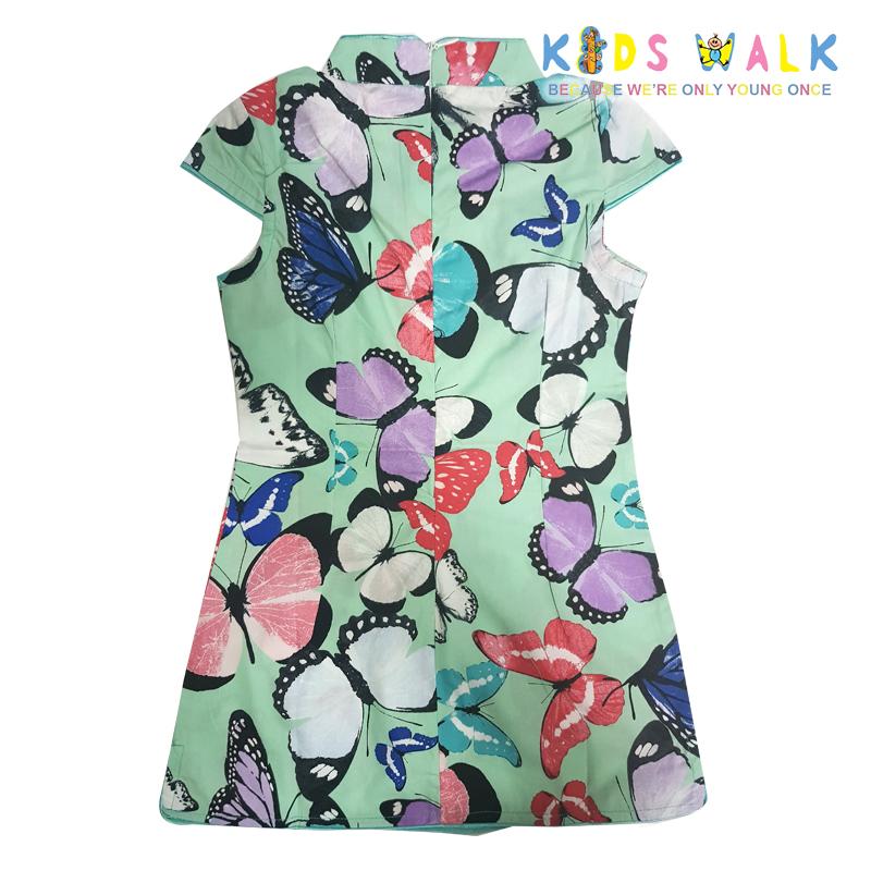 YM-67 GREEN BUTTERFLY PRINT KIDS CHEONGSAM